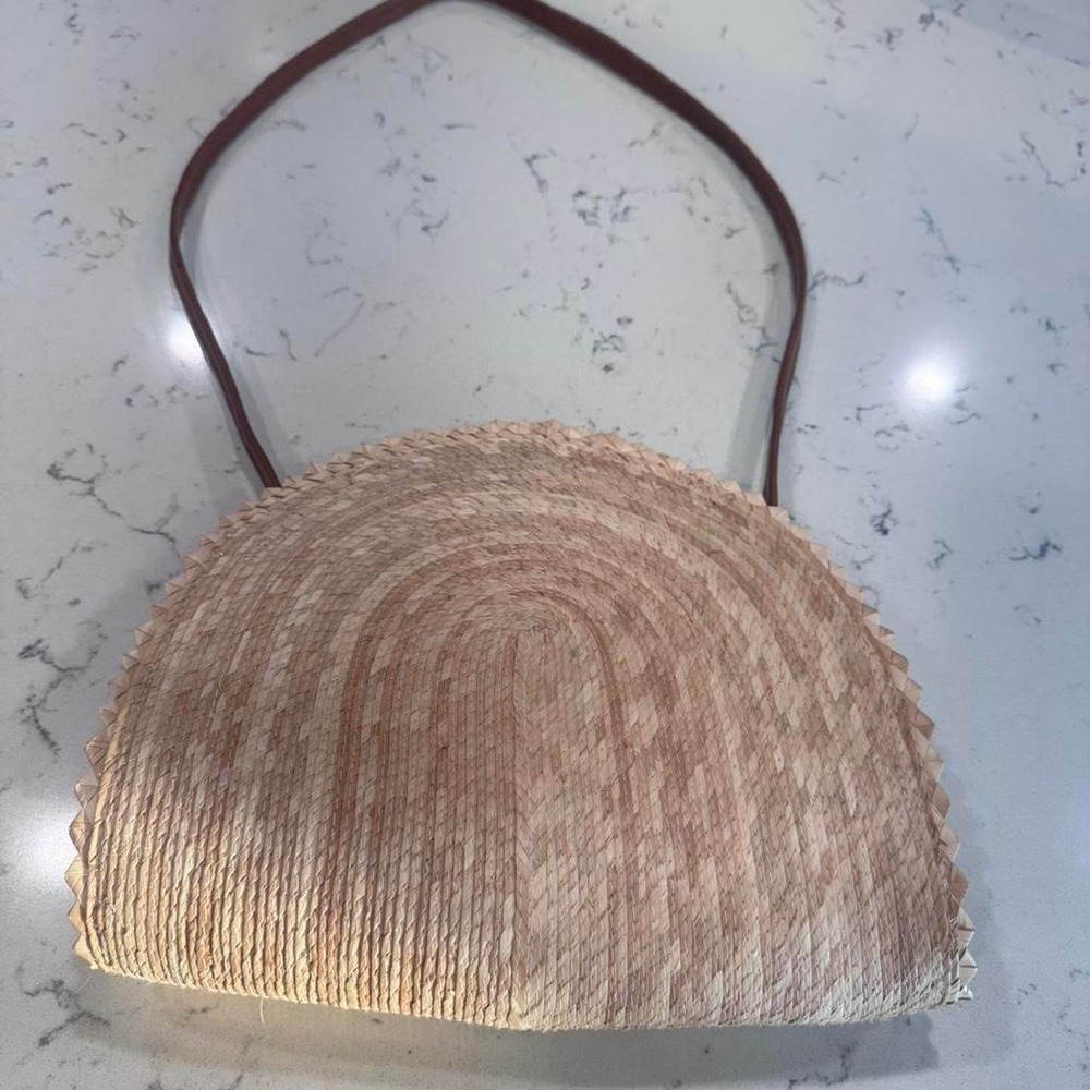 Woven Straw Half Moon Shoulder Bag Boho Summer Beach Raffia Crescent Purse